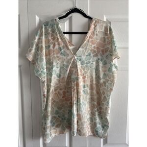 Addition Elle Montreal‎ 1980 Womens 2X Blouse V Neck Lightweight Comfort Travel
